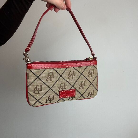 Dooney & Bourke vintage y2k mini canvas and leather wristlet bag - Picture 3 of 5
